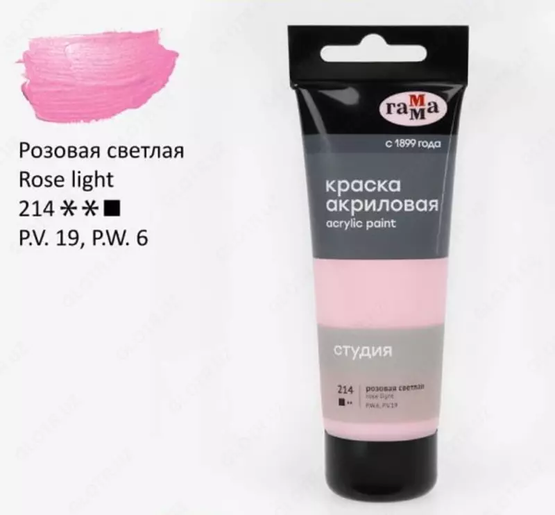 Badiiy akril bo'yoq No 214 "Gamma" studiyasi, 75 ml., plastmassa. kolba (Art. - 280220214) Ochiq pushti