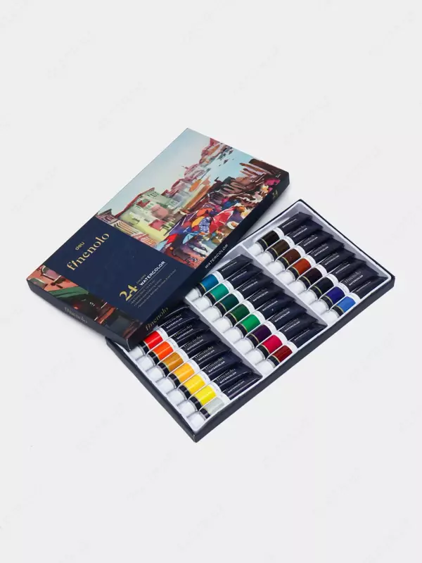 Badiiy akvarel bo'yoqlari "Deli" Finenolo, 24 rang, 12 ml, kolba (Art. - 19-24-EC)