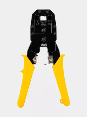 Обжимные клещи (кримпер) "Deli Tools", 200 мм, 4р, 6р, 8р, двухкомп. рукоять (Арт. - EDL2468)