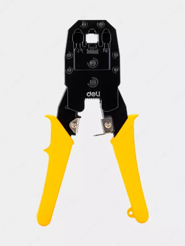 Обжимные клещи (кримпер) "Deli Tools", 200 мм, 4р, 6р, 8р, двухкомп. рукоять (Арт. - EDL2468)