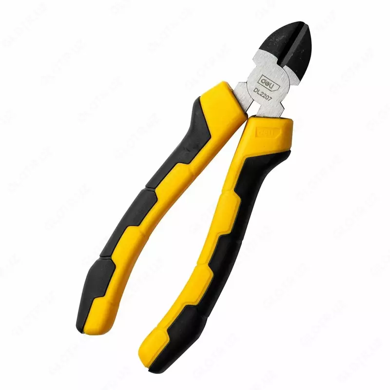 Диагональные бокорезы (кусачки) "Deli Tools", 7", 180 мм, угл. сталь, обрезиненные рукояти (Арт.- EDL2207)