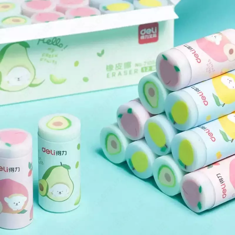 Корректирующий ластик (цилиндр) "Deli" Hello, 50 х 21 мм, инд. уп. (Арт. - 71053) Цветное ассорти