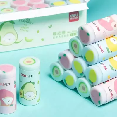 Корректирующий ластик (цилиндр) "Deli" Hello, 50 х 21 мм, инд. уп. (Арт. - 71053) Цветное ассорти