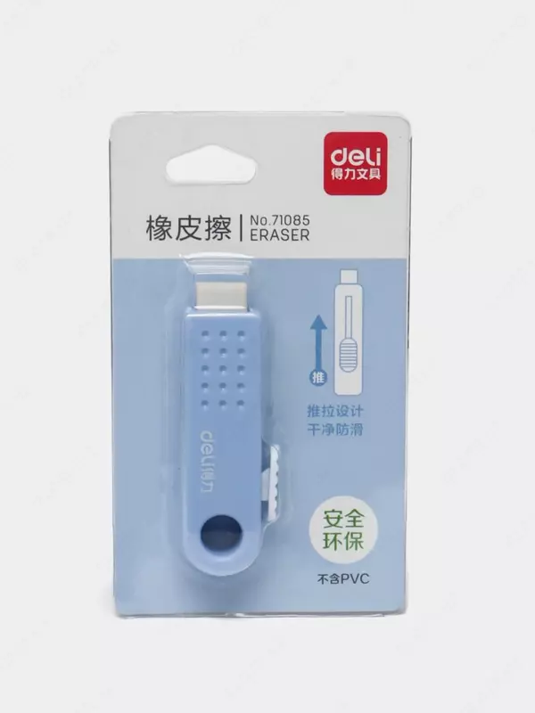 Tuzatish silgi (oval) "Deli" 62 x 43 mm, ind. plastik. yuqoriga. (m. - 71085) Assortiment