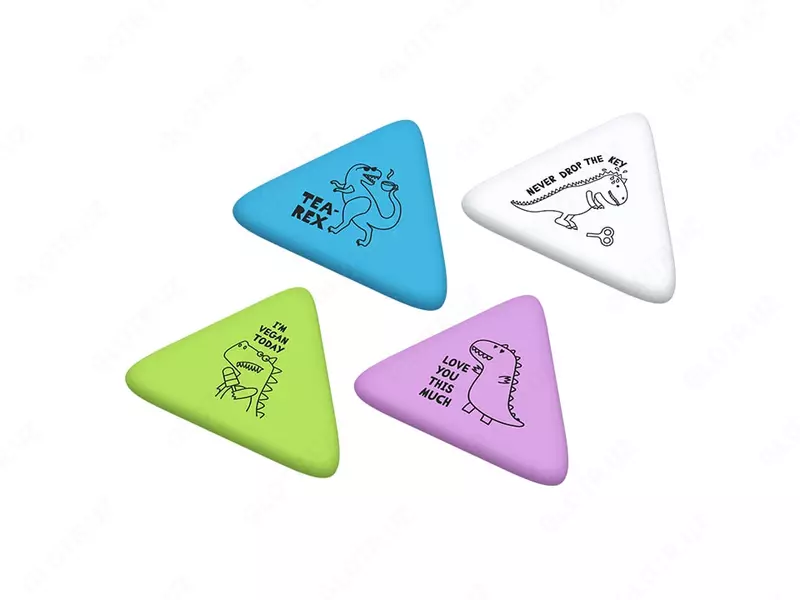 Корректирующий ластик (треугольный) "Berlingo" Dino, карт.дисплей, 4 цв. (Арт. - BLc_00690) Ассортимент