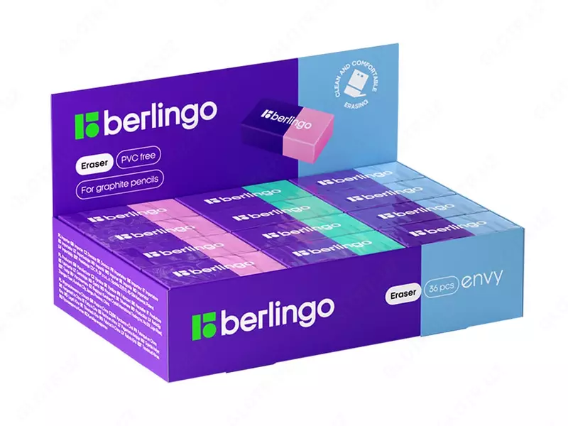 Tuzatish silgi (to'rtburchak) "Berlingo" Hasad, karta displey, 3 ta dizayn (Art. - BLc_00770) Assortiment