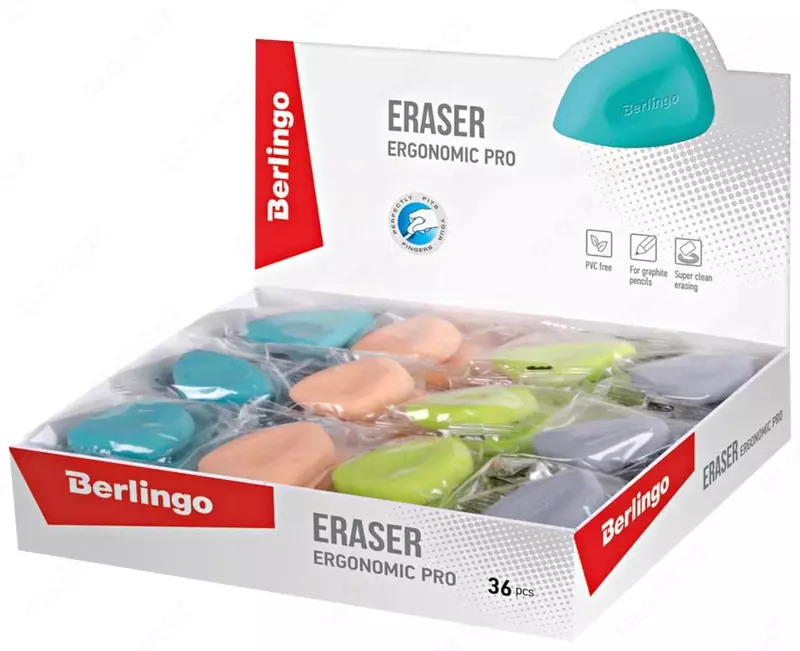 Tuzatish silgi (shaklli) "Berlingo" Ergonomic Pro, karta displey, 4 ta rang. (Art. - BLc_00330) Assortiment