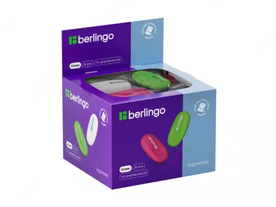 Корректирующий ластик (овальный) "Berlingo" Ergonomic, карт. бокс, 4 цв. (Арт. - Blc_00240) Ассортимент