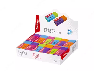 Корректирующий ластик (прямоугольный) "Berlingo" Fuze, карт. дисплей, 5 цв. (Арт. - BLc_00380) Ассортимент