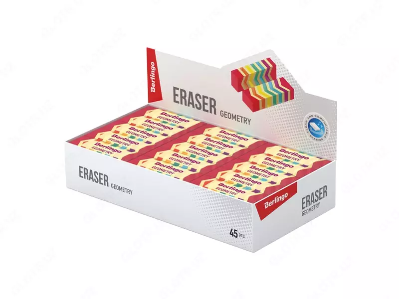 Корректирующий ластик (прямоугольный) "Berlingo" Geometry, карт. дисплей (Арт. - BLc_00550) Мультиколор