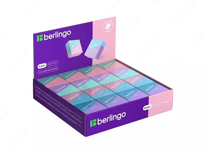 Корректирующий ластик (куб) "Berlingo" Haze, карт. дисплей, 4 дизайна (Арт. - BLc_00490) Ассортимент