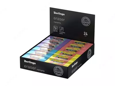 Корректирующий ластик (прямоугольный) "Berlingo" Memphis, карт.дисплей, 4 цв. (Арт. - BLc_00S04) Ассортимент