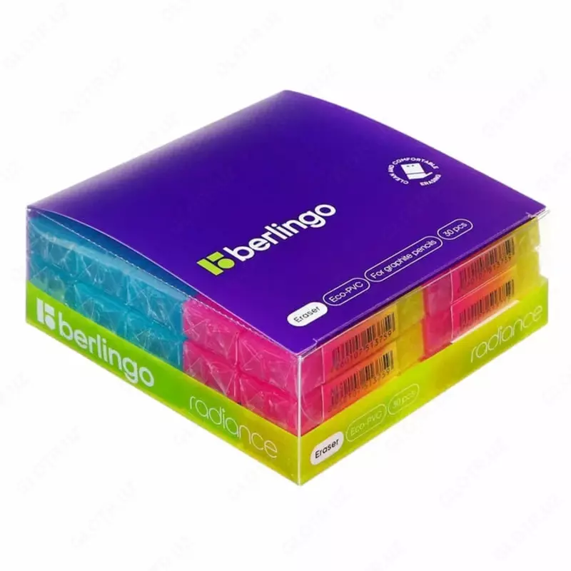 Корректирующий ластик (прямоугольный) "Berlingo" Radiance, пласт. дисплей (Арт. - BLc_00590) Ассортимент