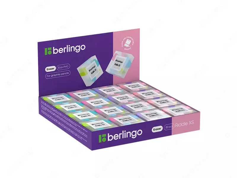 Корректирующий ластик (куб) "Berlingo" Riddle XS, карт. дисплей (Арт. - BLc_00430) Ассортимент