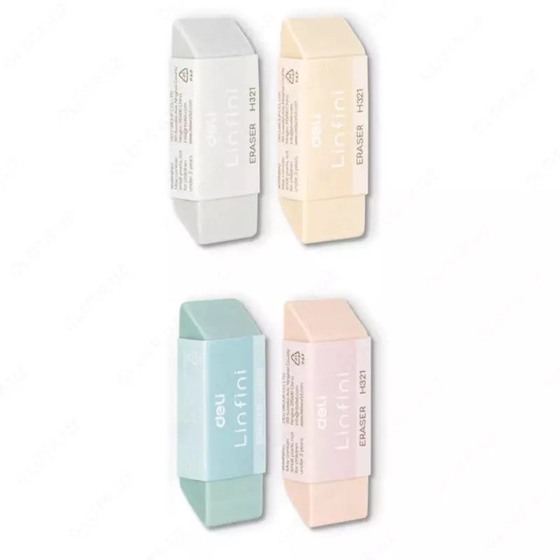 Корректирующий ластик (прямоугольный) "DELI" Linfini, скошенный, карт. уп. (Арт. - 321-EH) Ассортимент