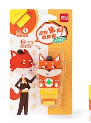 Корректирующий ластик (роликовый) "DELI" Лиса, колпачок, блистер. (Арт. - 155-VP)