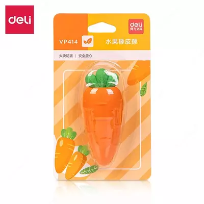 Tuzatish silgi (uchburchak) "Deli" Sabzi, TPR, blister (Art. - 414-VP-yoki) Apelsin / yashil