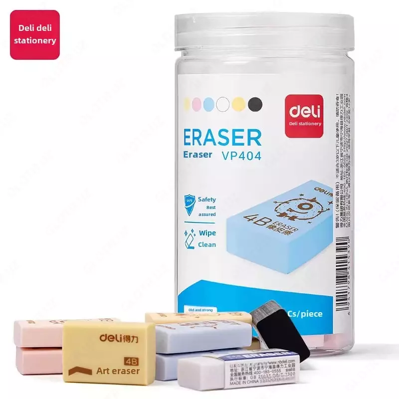 Корректирующий ластик "Deli" 2В/4В, 42 х 17 х 10 мм, пластиковая туба, 15 шт. (Арт. - 404-VP) Ассортимент