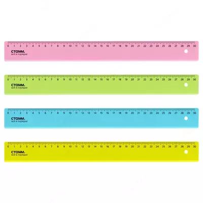 Plastik o'lchagich "Stamm" Neon Crystal, 30 sm, shaffof. (Art. - LN32) Assortiment