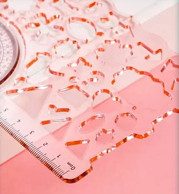 Пластиковый геометрический трафарет "Deli" 18 см, ПВХ уп., 2 шт. (Арт. - 118-VC) Ассортимент