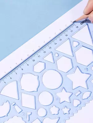 Пластиковый геометрический трафарет "Deli" 18 см, ПВХ уп., 2 шт. (Арт. - 118-VC) Ассортимент