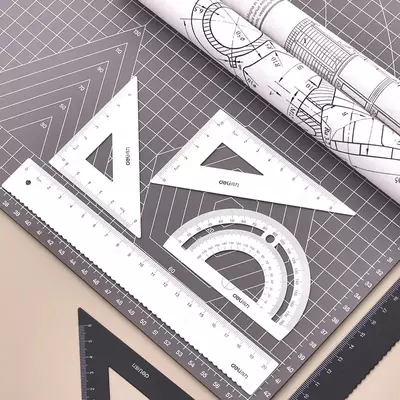 Комплект геометрических линеек (металлический) "Deli" 4 шт. (Арт. - 79522-wt ) Белый