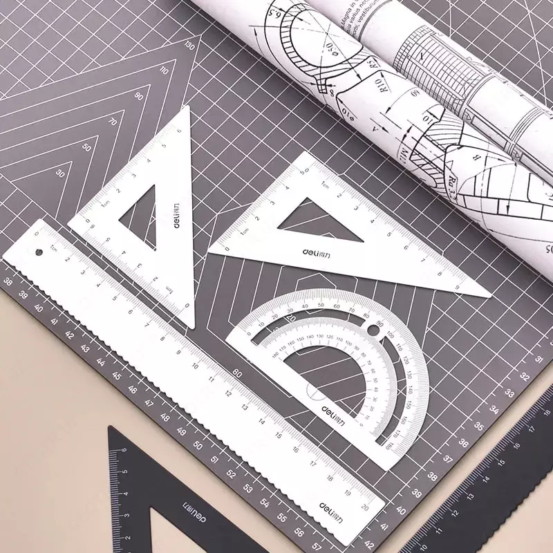 Комплект геометрических линеек (металлический) "Deli" 4 шт. (Арт. - 79522-wt ) Белый