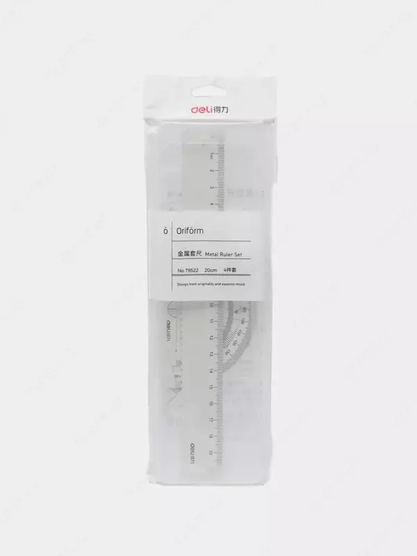 Комплект геометрических линеек (металлический) "Deli" 4 шт. (Арт. - 79522-wt ) Белый