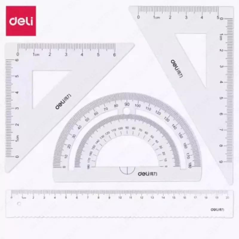 Комплект геометрических линеек (металлический) "Deli" 4 шт. (Арт. - 79522-wt ) Белый