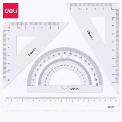 Комплект геометрических линеек (металлический) "Deli" 4 шт. (Арт. - 79522-wt ) Белый