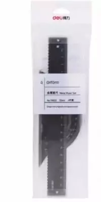 Комплект геометрических линеек (металлический) "Deli" 4 шт. (Арт. - 79522-bk) Черный