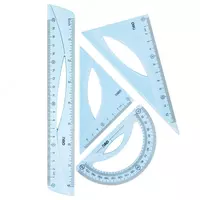 Комплект геометрических линеек (пластиковый) "Deli" 4 шт. (Арт. - 12-EH) Голубой