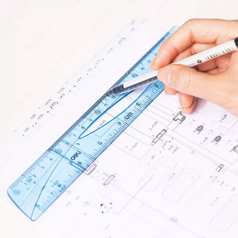 Geometrik o'lchagichlar to'plami (metall) "Deli" 4 dona. (m. - 79522-wt.) Oq