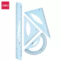 Комплект геометрических линеек (пластиковый) "Deli" 4 шт. (Арт. - 13-EH) Голубой