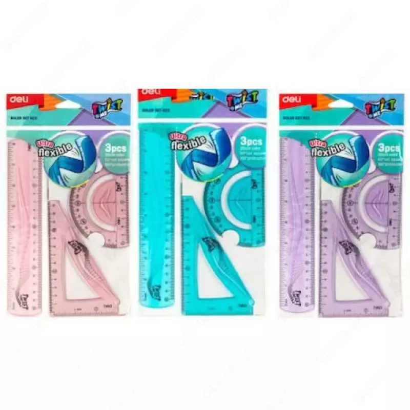 "Deli" "Twist Me" ultraegil plastik chizg‘ichlar to‘plami, 3 dona, PVC qadoqlash, assorti