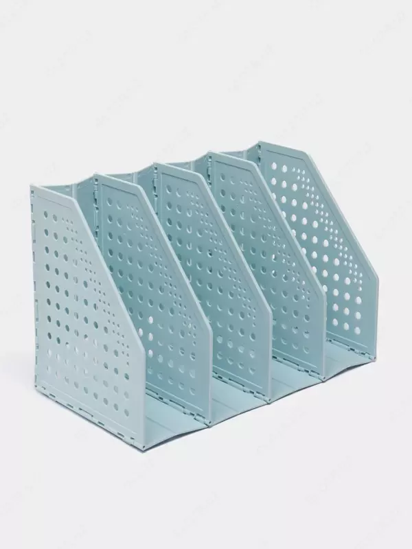 Лоток пластиковый для документов (вертикальный) "Deli" 200 × 150 × 180 мм, 3 отд. (Арт. -506-TB-bl) Голубой