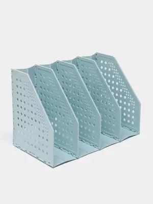 Лоток пластиковый для документов (вертикальный) "Deli" 200 × 150 × 180 мм, 3 отд. (Арт. -506-TB-bl) Голубой