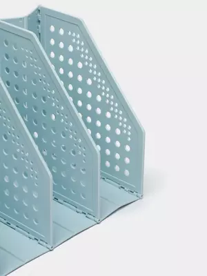 Лоток пластиковый для документов (вертикальный) "Deli" 200 × 150 × 180 мм, 3 отд. (Арт. -506-TB-bl) Голубой