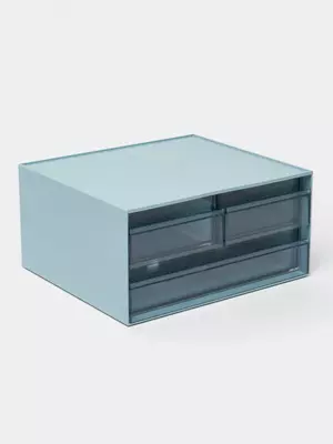 Горизонтальный лоток для документов "Deli" 3-х секц. (Арт. - 122-PK) Голубой