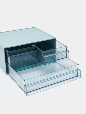 Горизонтальный лоток для документов "Deli" 3-х секц. (Арт. - 122-PK) Голубой
