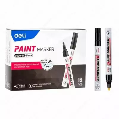 Перманентный маркер "Deli" Paint U500, 2 мм (Арт. - 500-BK-U) Черный