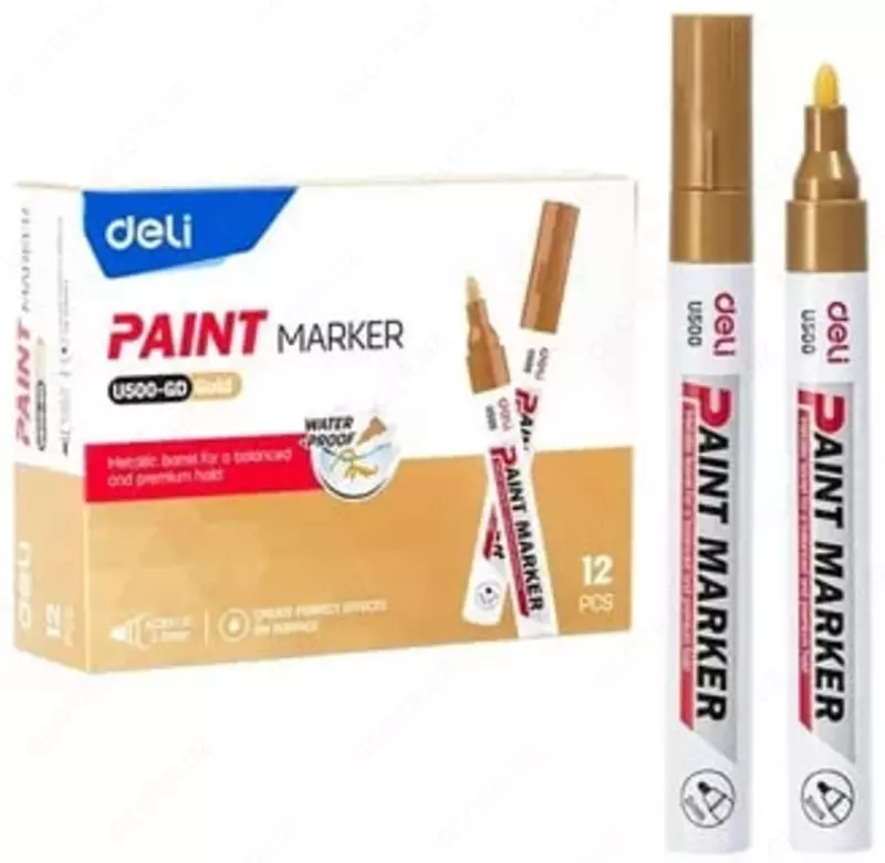 Перманентный маркер "Deli" Paint U500, 2 мм (Арт. - 500-GD-EU) Золото