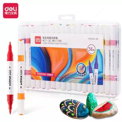 Упаковка акриловых маркеров (двухсторонние) "Deli" 36 шт/36 цв., пласт. бокс (Арт. - 924-36-HM)