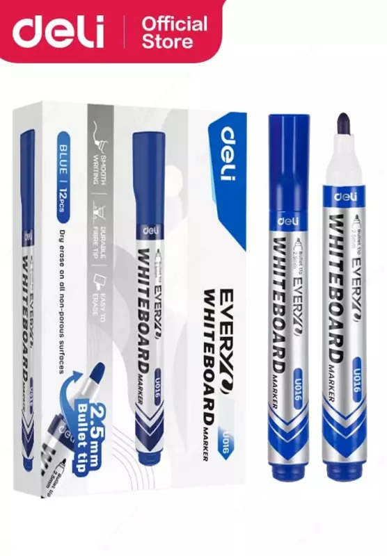 Маркер для белой доски "Deli" Everyu U016, 2.5 мм (Арт.- 016-BL-EU) Синий