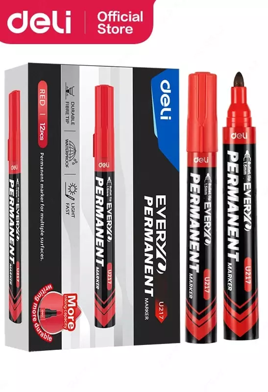 Перманентный маркер "Deli" Everyu U217, 1.5 мм (Арт. - 217-RD-EU) Красный