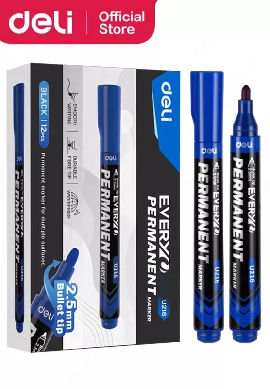 Doimiy marker "Deli" Everyu U216, 2,5 mm (Art. - 216-BL-EU) Moviy