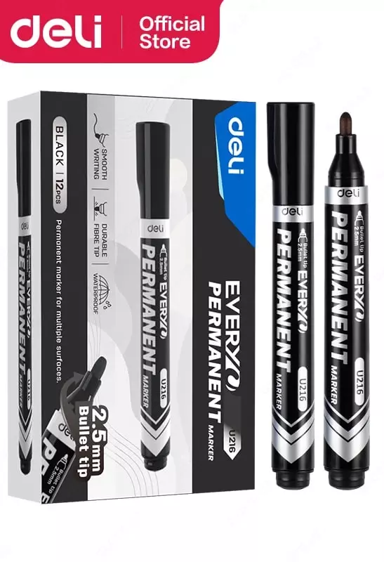 "Deli" Everyu U216 doimiy marker, 2,5 mm, qora