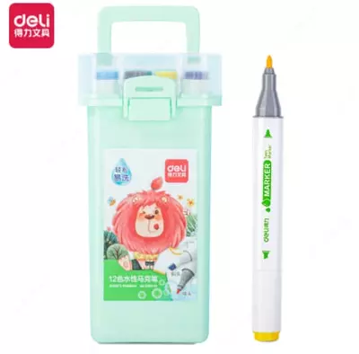 Sketch markerlar to'plami (ikki tomonlama) "Deli", uchi 2-4 mm, 12 dona, plastmassa. quti (- 70812-12-modda)