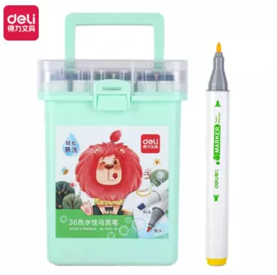 Набор скетч-маркеров (двухсторонние) "Deli", наконечн. 2-4 мм, 36 шт., пласт. бокс (Арт. - 70812-36)