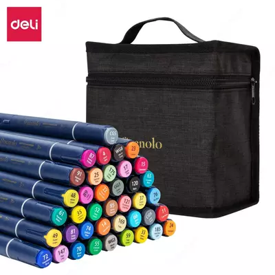 Sketch markerlar to'plami (ikki tomonlama) "Deli" Finenolo, uchi 1-6 mm, 40 dona, matn. quti (m. - 184-40-C)